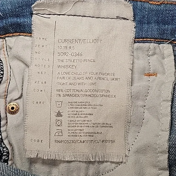 Current/Elliot The Stilleto Pencil Skirt Jean Denim Mid-Length USA Whiskey 26 - Picture 4 of 7